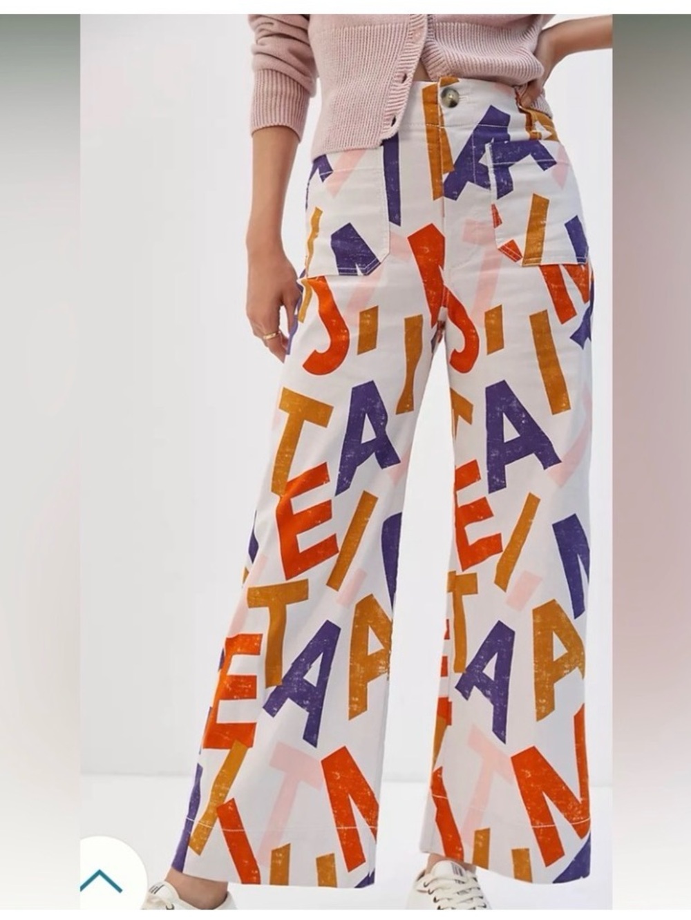 Maeve size 25 ‘The Colette’ Wide leg crop pants in ´Je T’aime’ letter print